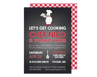 COOKING KITCHEN CHEF, Top Chef, Birthday - Printable Party Invitation