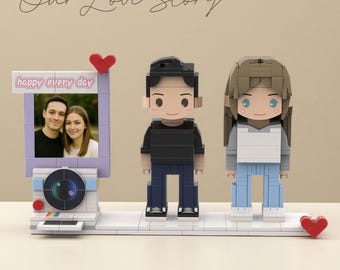 Figuras de ladrillo personalizadas para 2 personas: bloques de construcción personalizados con fotos de pareja