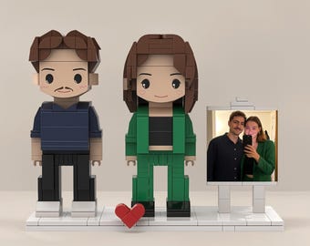 Figura de ladrillos personalizada con foto, recuerdo para parejas, regalo de Navidad