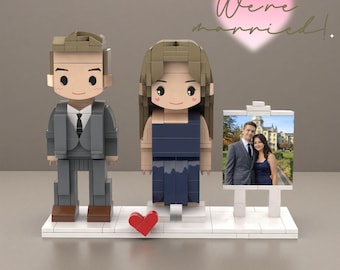 Figuras de ladrillo personalizadas, minifigura de acción de pareja, bloques de construcción personalizados para 2 personas con foto