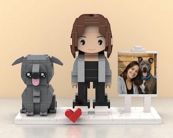 Figura de ladrillo personalizada con mascota, juguete de bloques de construcción para pareja, regalo de San Valentín