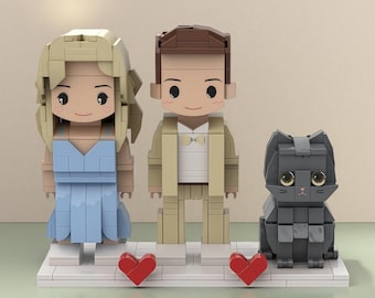 Figuras de bloques con mascota, bloques personalizados para parejas de 2 personas, regalos de aniversario de boda o San Valentín