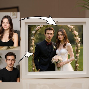Convierte tu foto diaria en una foto de boda, añade a tu ser querido a la foto, retrato de pareja, regalo de aniversario de boda personalizado para tu novia o novio.
