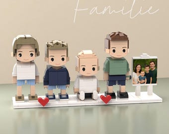 Figuras de ladrillos familiares para 4-5 personas: Mini ladrillos personalizados con foto, bloques de construcción para recuerdo familiar, regalo de Navidad