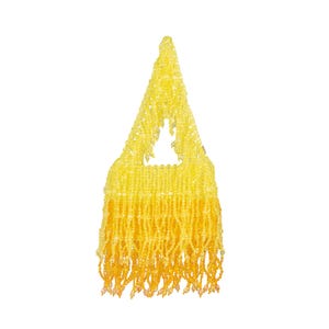 Yellow Tassel Handle Beaded Bag