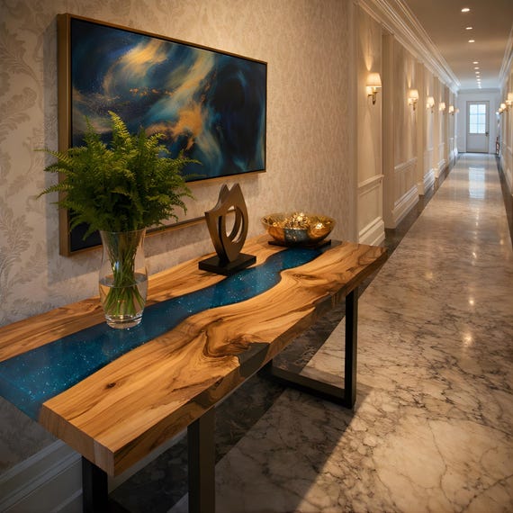 Epoxy Resin Console Table, Entryway Table, Rustic Table, Hallway Table, Accent Table, Console Table, Epoxy Resin Table, Modern Interior