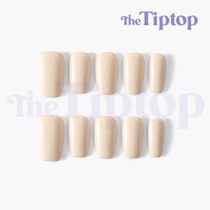 Cloud Cream Press On Nails | Short Press On Nails | Short Nails | Reusable Nails | Fake Nails | Summer Nails | Mid Square Nails | M35
