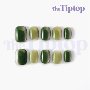 Green Press On Nails | Green Nails | Fall Nails | Short Nails | Reusable Nails | Mint Beam | Mid Square Nails / Short Round Nails | M41