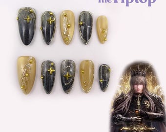 Xavier Love and Deepspace inspired | Short Press On Nails | Reusable Nails | Fake Nails | Anime Nails | Nail art | Mid Almond Nails | M48