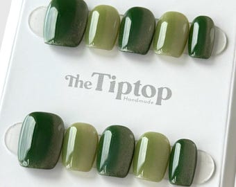 Green Press On Nails | Green Nails | Fall Nails | Short Nails | Reusable Nails | Mint Beam | Mid Square Nails / Short Round Nails | M41