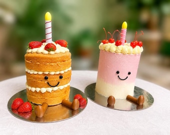 Jellycat style Candle Cake Topper Set & Personalised Tags - Custom Kawaii Birthday
