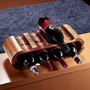 Modern Wooden Double-Layer Wine Rack – Solid Wood Desktop Wine Bottle Holder Stand for Red Wine Display, Bar, Kitchen & Home Decor