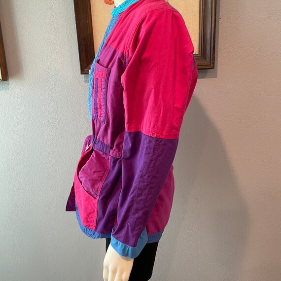 Vintage 80s 90s Colorblock Reversible Cotton Jack… - image 3