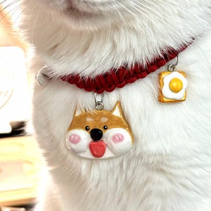 Personalized Stone Plastic Clay Pet Collar - Custom Cartoon Pet Portrait from Photo - Handmade Pet Accessories