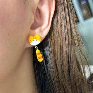 Handmade Custom Pet Portrait Cat Earrings, Polymer Clay Cat Head Dangle, Personalized Pet Photo Jewelry Gift Gifts for Her Pet earrings