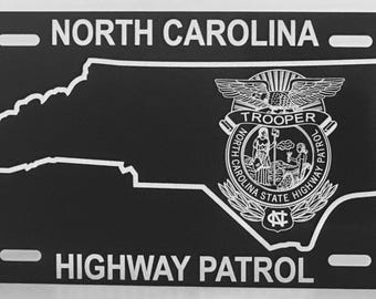 NCSHP, Laser Engraved, North Carolina State Highway Patrol License Plate