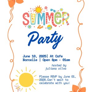 summer part invitations