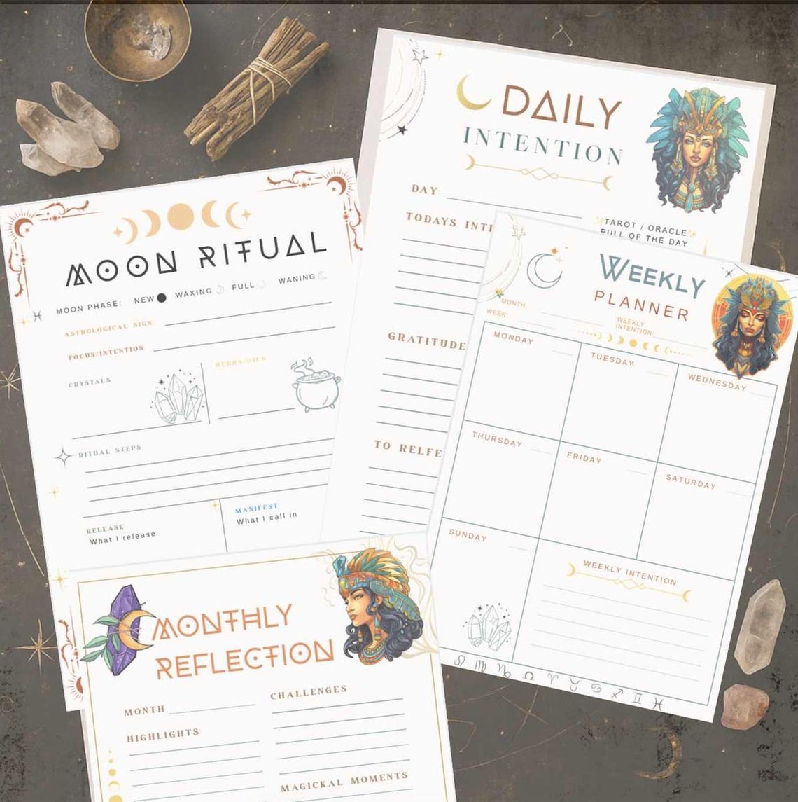 Planner Ritual Moon Magic Planner | Moon Ritual Page — Single Page Printable - Etsy