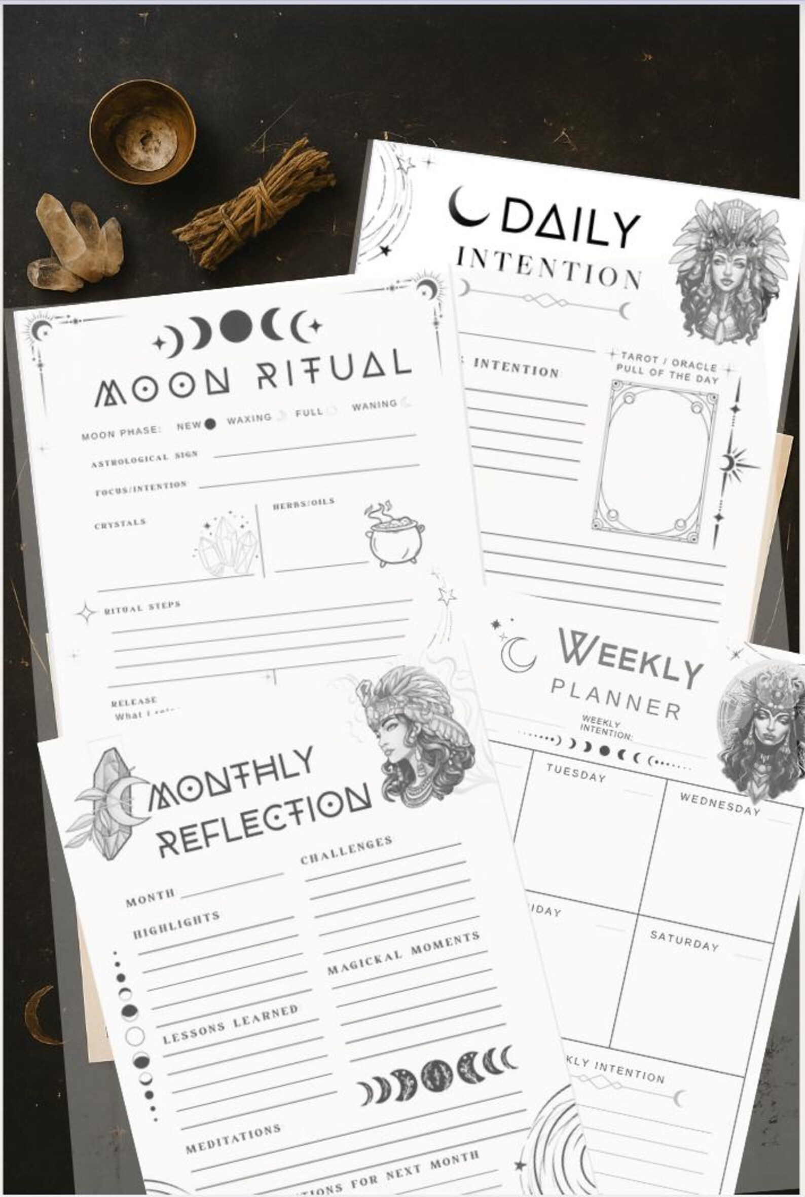 Planner Ritual Moon Magic Planner | Moon Ritual Page — Single Page Printable - Etsy