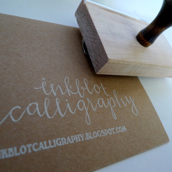 Custom Calligraphy Address Stamp - Wooden handle