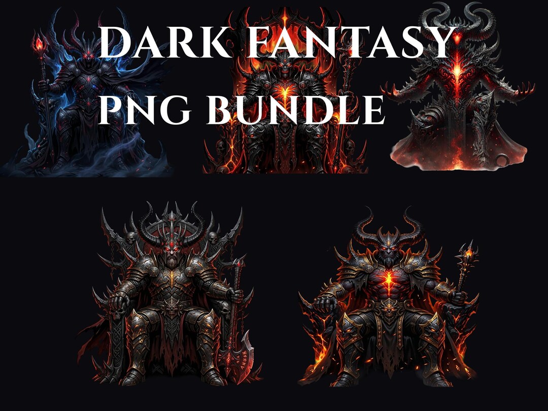 Dark Fantasy Demon King PNG Bundle, Gothic Warrior Clipart (digital ...