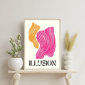 Modern Abstract Art Print, Colorful Wall Decor, Minimalist Home Art, Creative Gift for Art Lovers,  Illusion Poster