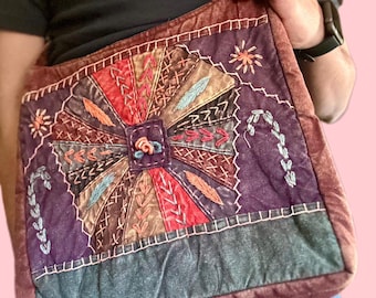 Bolso de hombro de algodón ecológico hecho a mano: reutilizable, sostenible y elegante para llevar a diario