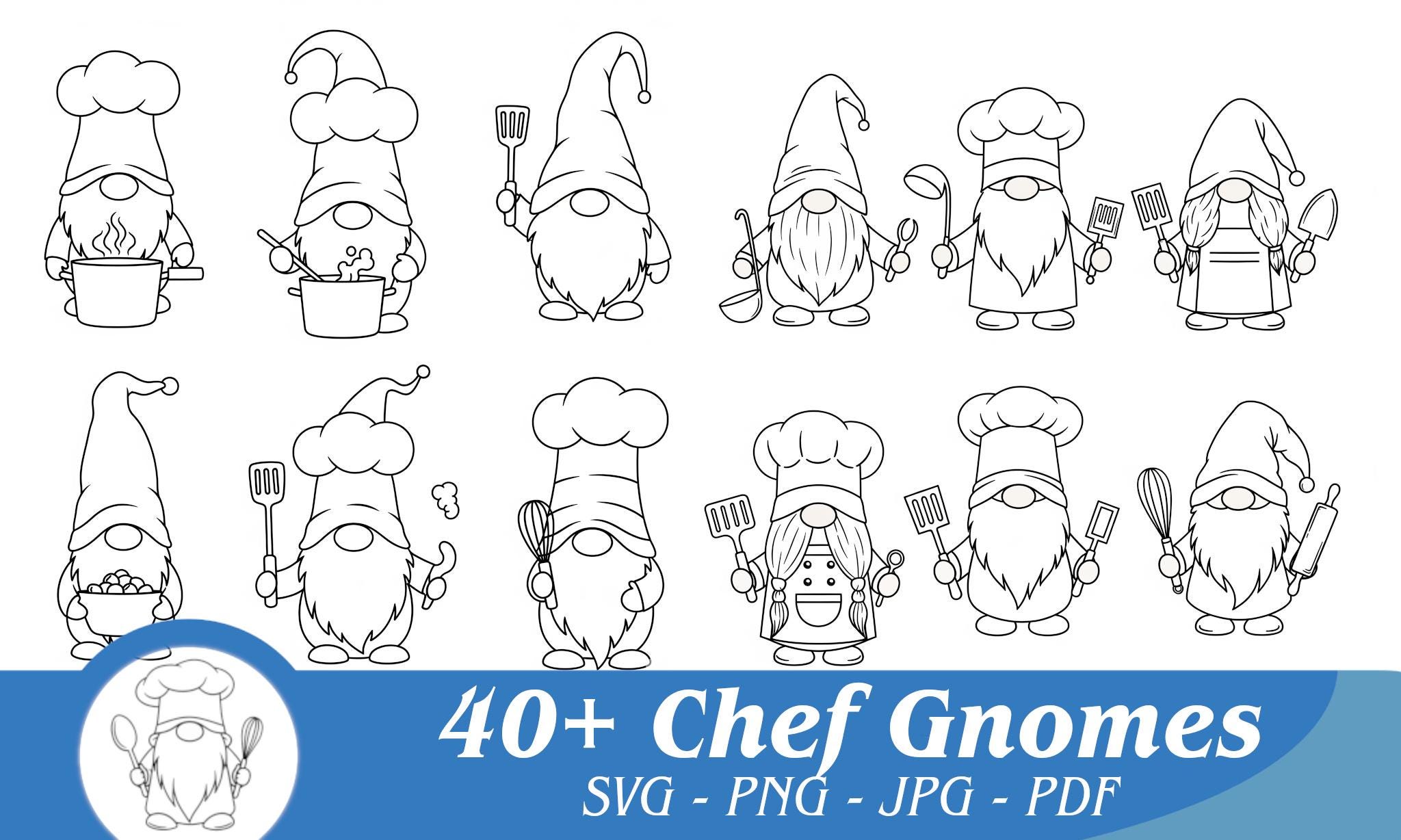 Chef Gnome SVG Bundle: 40+ Funny Cooking Designs (Digital Download