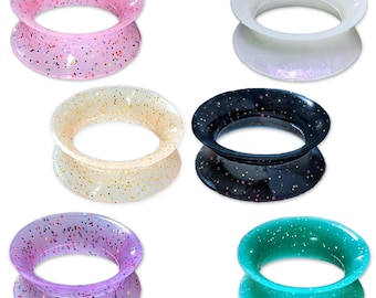 Glitter glitter tube flesh tunnel silicone double flared plug ear piercing Z108g