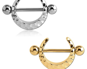 Piercing de téton, piercing de poitrine, piercing de téton, anneau de protection, piercing d'haltère martelé Z577
