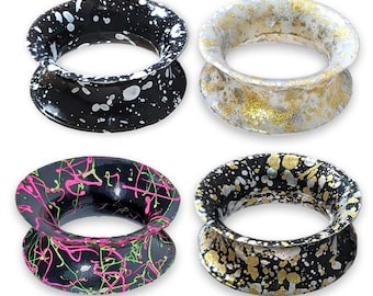 Graffity Tube Flesh Tunnel Silicone double flared Plug Ear Piercing Gold Silver Neon Pink Z108g