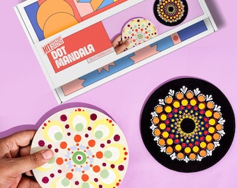 Dot Mandala Coaster Kit – DIY Painting on MDF, Meditation Craft