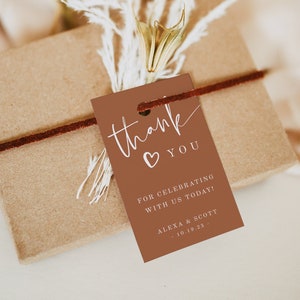 Etiquettes de remerciement minimalistes pour baby shower, Shower de bébé neutre en matière de genre, étiquettes de remerciement modernes, étiquette de cadeaux de naissance, terre cuite, modèle modifiable