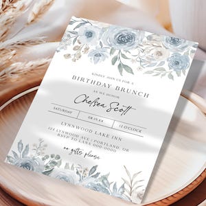 Modern Birthday Party Invite, Boho Birthday Brunch Invite, Neutral Tones Birthday Invite, Adult Birthday Party, Editable Template