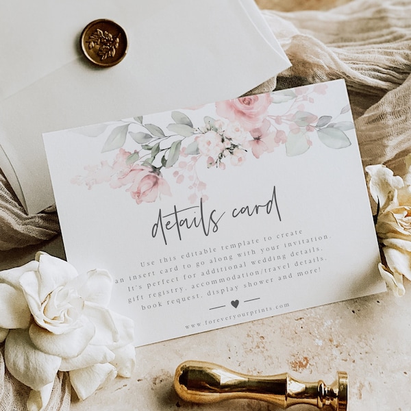 Printable Floral Enclosure Card Etsy
