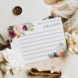 Beratung und Wünsche Kartenvorlage, Herbst Baby Shower Einsatz, Herbst Kürbis, Baby Beste Wünsche, Neue Eltern, Bearbeitbarer Text