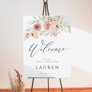 Boho Bridal Shower Welcome Sign, Blush Floral Bridal Shower Welcome Poster, Minimalist Welcome Sign, Editable Template for Any Occasion