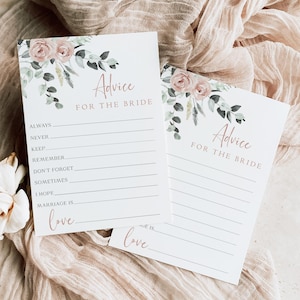 Beratung für die Braut, Blumenhochzeits-Beratungskarten, Brautparty-Beratungskarten, bearbeitbarer Text, bedruckbar, digitaler Download