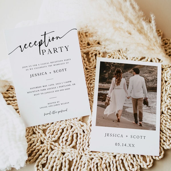 Reception Party Invitation Download | Happily Ever After Party Invite | Minimalist Wedding Announcement Card | Boho Reception Invite