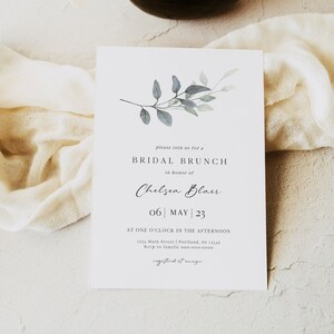 Bridal Brunch Invitation, Bridal Luncheon Invitation, Eucalyptus Shower, Greenery, Digital Download,