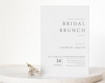 Modèle d'Invitation pour le brunch nuptiale, faire-part de déjeuner nuptiale minimaliste, invitations pour une douche nuptiale, téléchargement immédiat, carte de remerciement incluse