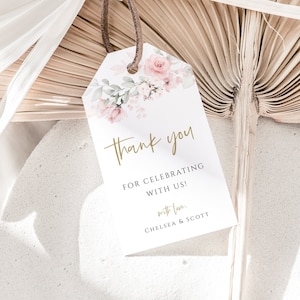 Thank You Tags, Bridal Shower Favor Tags, Floral Gift Tags, Digital Download, Editable Text, Corjl