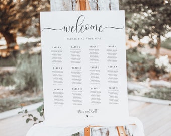 Modern Wedding Seating Chart | Minimalist Seating Chart | Boho Wedding Seating Chart Sign | Our Favorite People | Editable Template