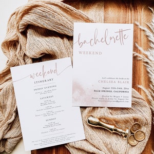 Bachelorette Party Invitation Template | Bachelorette Weekend Itinerary | Minimalist Wedding Events Card | Editable Instant Download