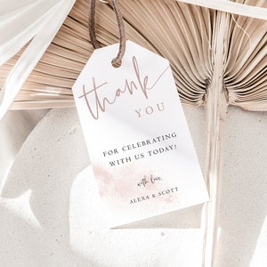 Thank You Tags, Bridal Shower Favor Tags, Minimalist Wedding Gift Tags, Digital Download, Editable Text