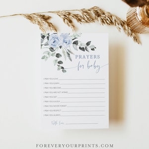 Prayers For Baby Card, Well Wishes for Baby Boy Shower, Advice and Wishes, 100% Editable Template, INSTANT DOWNLOAD