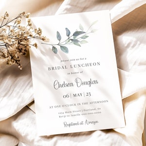 Bridal Luncheon Invitation Template, Floral Wedding Shower Invite, Editable Invitation Instant Download, Corjl