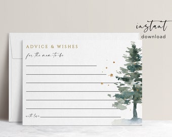 Baby Shower Advice Cards, Baby Shower Game, Rustic Winter, Editable and Printable, Digital Download