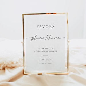 Favors Sign Printable, Modern Minimalist Wedding Favor Sign, Please Take a Favor, Baby Shower, Instant Download, Editable Template, Corjl