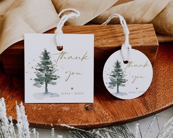Winter Favor Tag Template, Square Favor Tag, Modern Wedding Favor Tag, Editable Favor Tags, Bridal Shower, Rustic Baby Shower